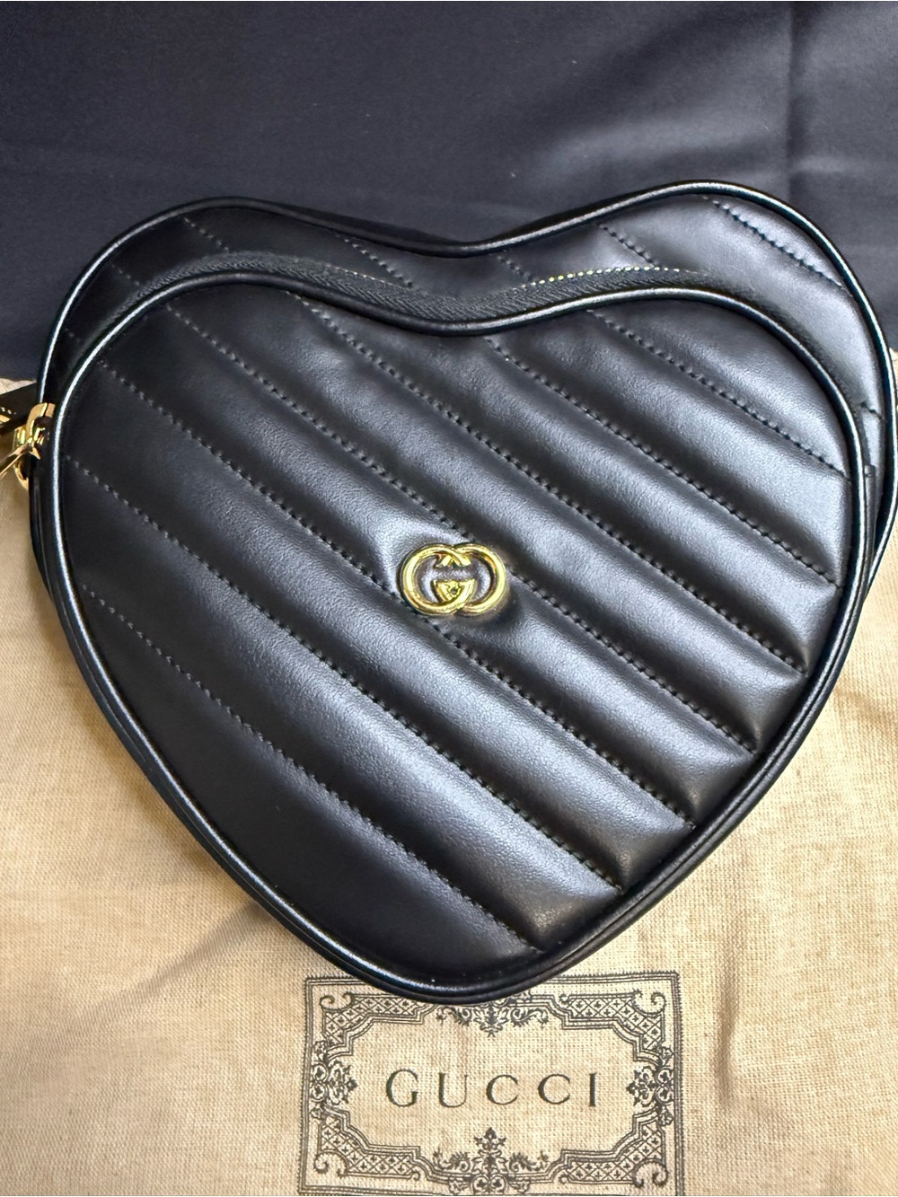 Black Gucci Marmont Heart Bag